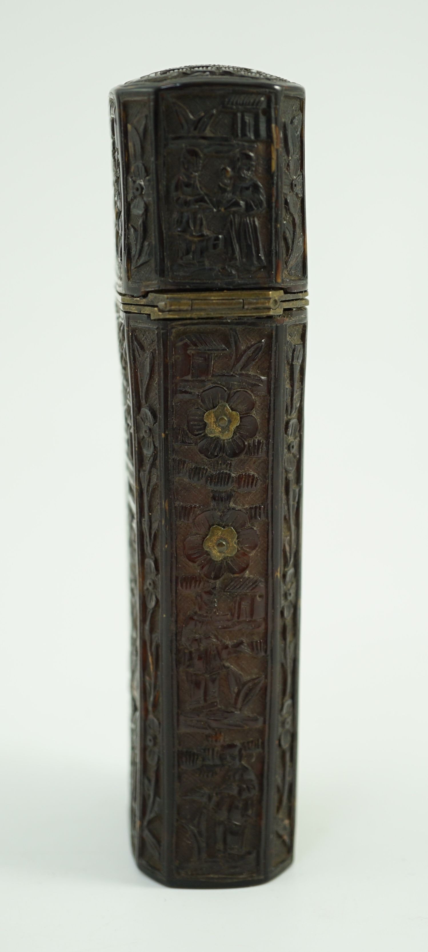 A 19th century Chinese export tortoiseshell etui case, no contents, 13cms long.